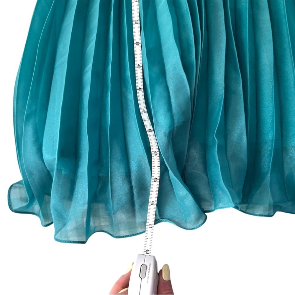Adelyn Rae Daisy Pleated Tie Back Midi Dress In Teal - Picture 6 of 7